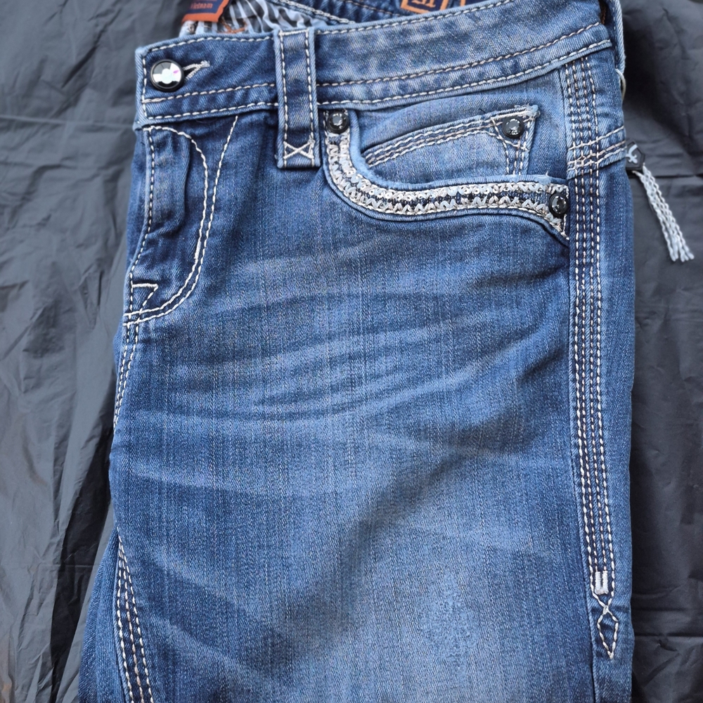 Women's Ellor Rock Revival Bootcut Size 31 Blue Jeans